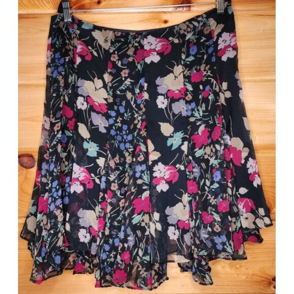 Lauren Ralph Lauren Women's Ruffled Floral Georgette Skirt Multi Size 12 - Picture 11 of 16